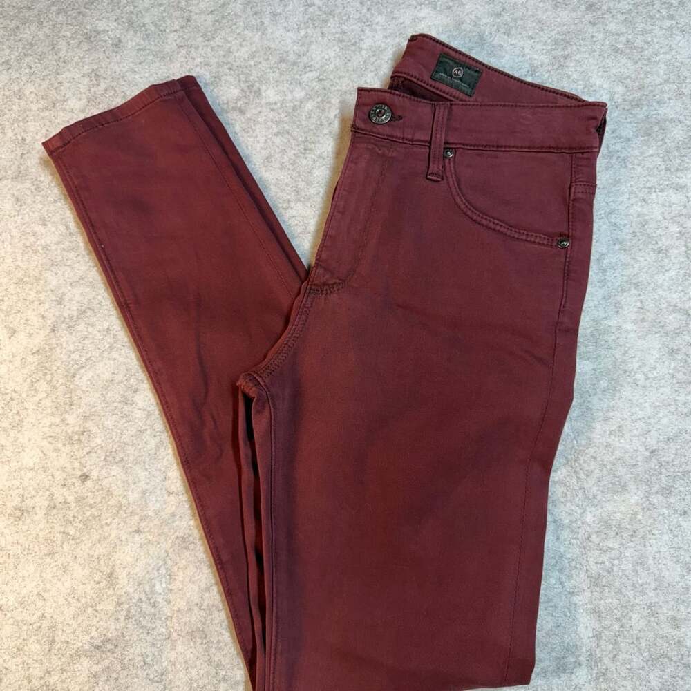 AG Adriano Goldschmied The Farrah Skinny Ankle Jeans Burgundy